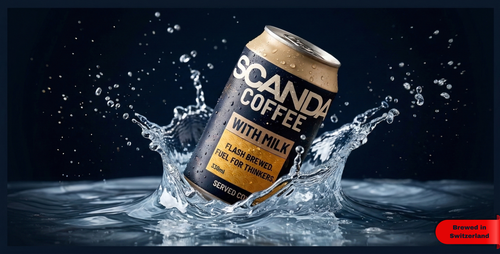 a can of coffee with milk, no sugar
